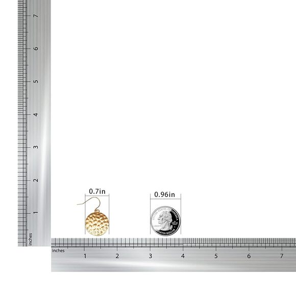 18mm Gold Disc Circle Dangle Earrings for Women - Picture 3 of 5